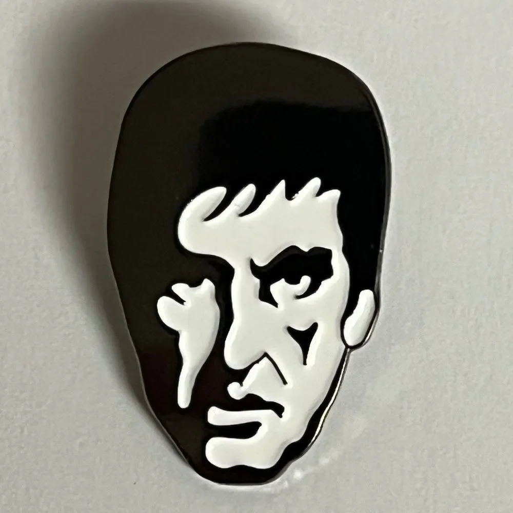 Scarface Tony Montana Chrome Face Head Hat Pin Pins Bag Fitted Hats Silver White